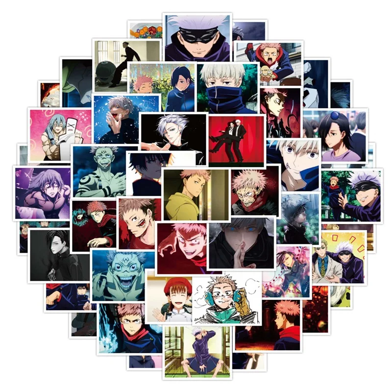 

50Pcs/set Japanese Anime Jujutsu Kaisen Figure Sticker Waterproof PVC Skateboard Luggage Guitar Laptop Decoration Stickers