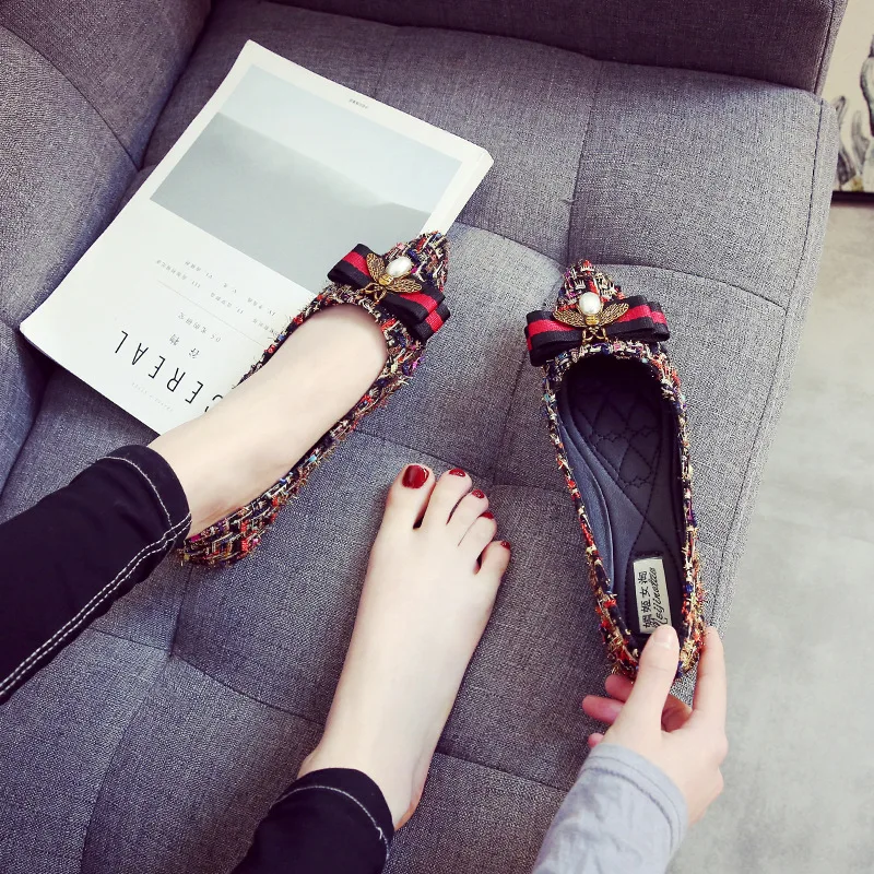 

Oversized Women'S Shoes Fashion Rhinestone Flat Shoes Light And Breathable Women'S Love Casual Canvas Women'S Shoes 35-44