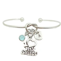 i love my sailor sport retro creative initial letter monogram birthstone adjustable bracelet fashion jewelry women gift pendant