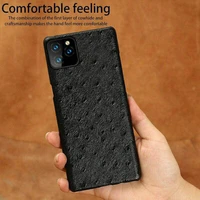 luxury genuine cow leather case for iphone 13 pro max 12 11 xs xr 8 7 retro ostrich grain back cover
