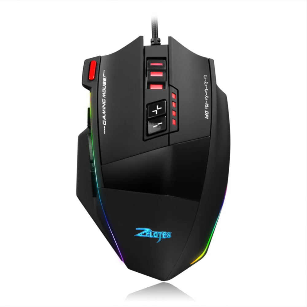 

RGB-мышь игровая, 10000DPI, 13 клавиш, с боковыми кнопками