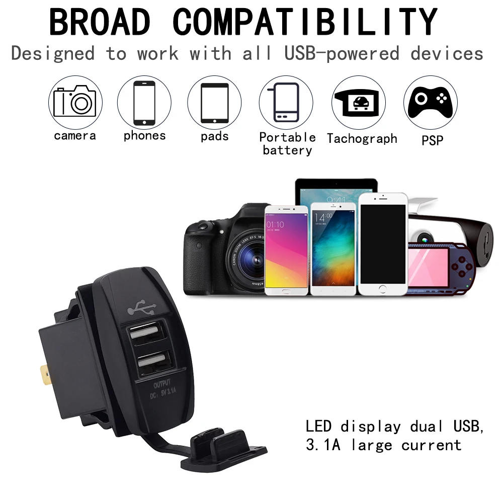 Автомобильное зарядное устройство с двумя USB-портами 3 1 А 5 В | Автомобили и