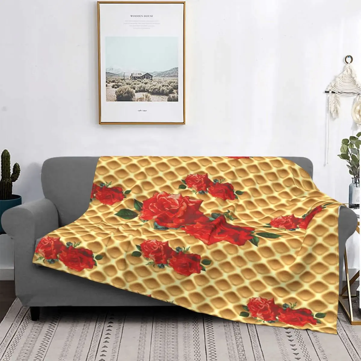 

Manta de rejilla dorada с цветами rojas, colcha para cama a cuadros, sofa cuadros, manta de Пикник