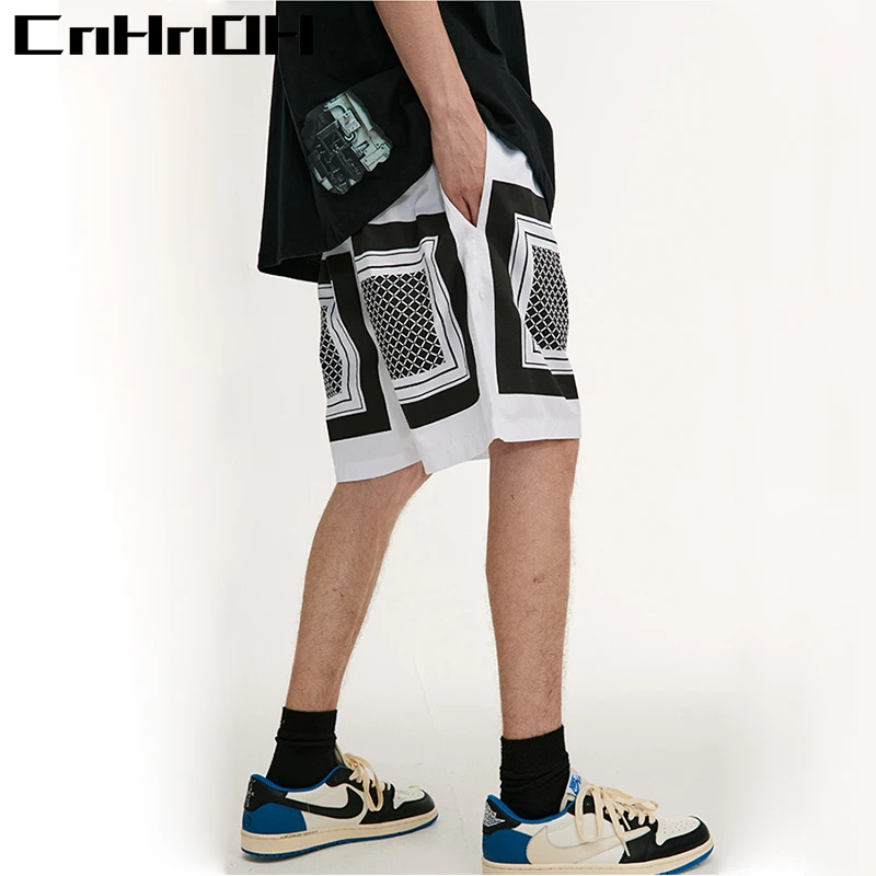 CnHnOH Original School Lazy Loose Straight Pants HIP HOP Woven Cloth Fashion Brand Shorts Men K561