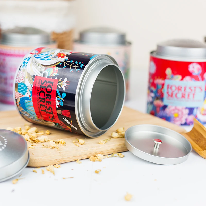 Герметичные бытовые металлические большие чайные банки с двойной крышкой