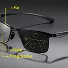 Фотохромные очки для чтения, прогрессивные многофокальные мужские компьютерные очки с защитой от синего света, пресбиопические очки TR90 с полной оправой