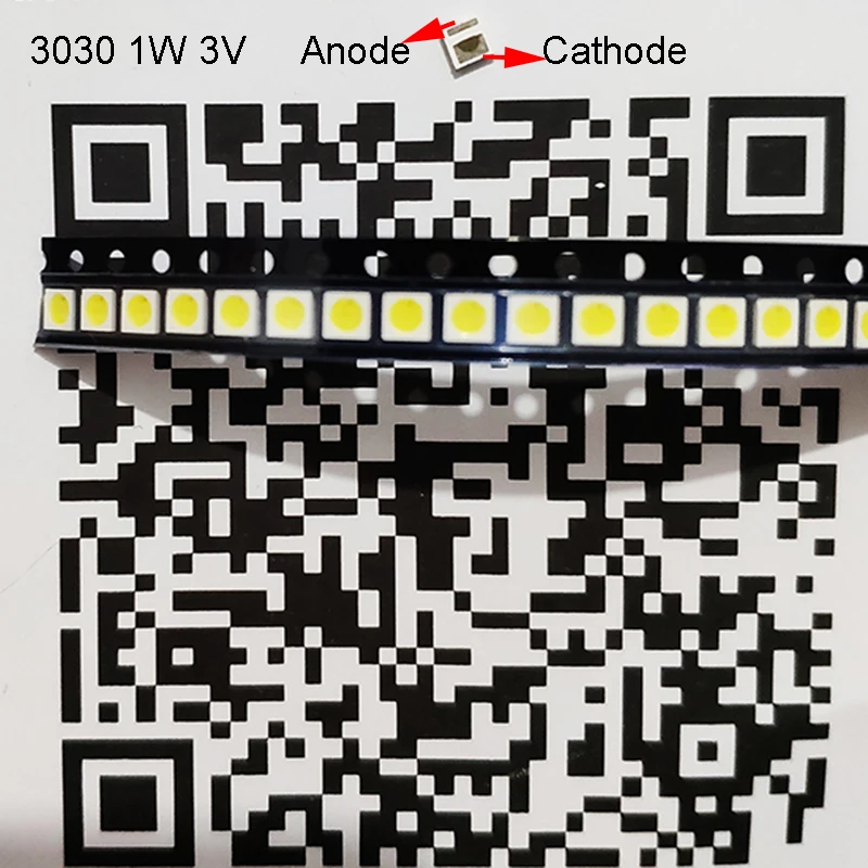 100 шт. ТВ Телевизор с подсветкой светодиодный 3030 SMD 3528 3535 7030 5630 высокая мощность холодный белый диод ТВ ПОДСВЕТКА супер яркий - Цвет: 3030 1W 3V