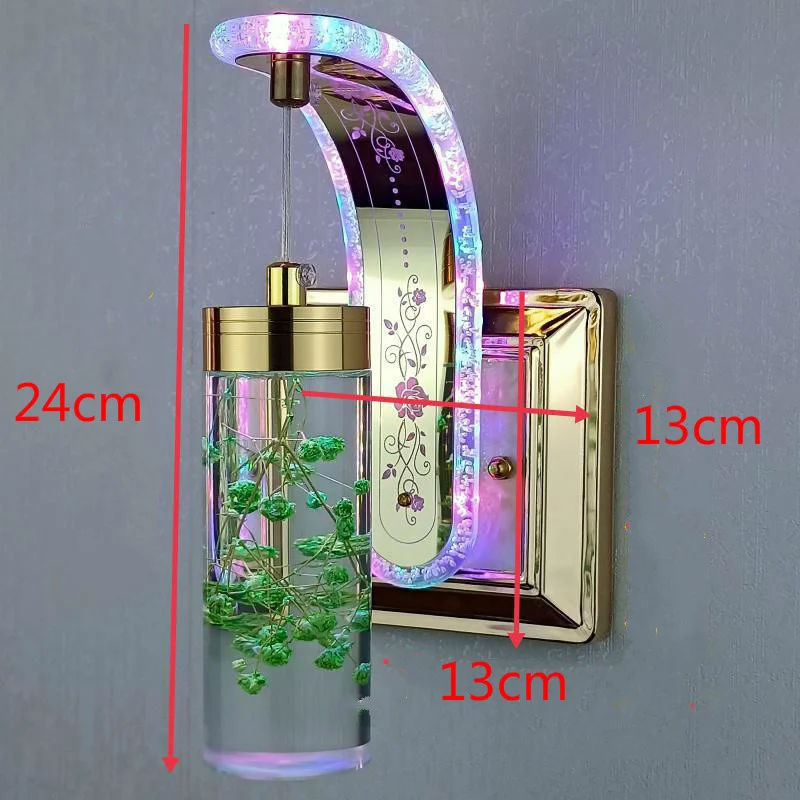 Led wall lamp luxury mirror crystal decorative flower and dimming for bedroom. | Освещение