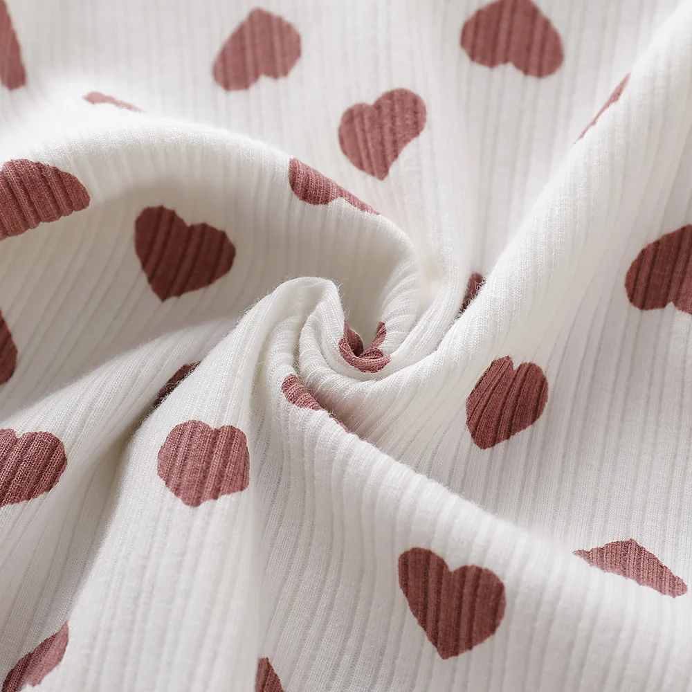 Боди для маленьких девочек с принтом сердечек Осеннее теплое боди новорожденных