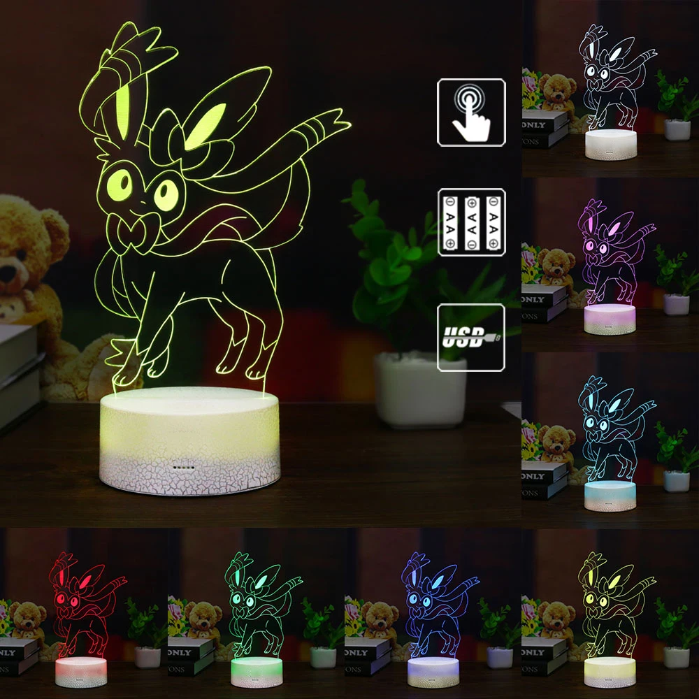 Покемон игра Mew 3D лампа Umbreon светодиодный декоративный ночник многоцветный RGB Декор для спальни Дети Рождественский подарок игрушки