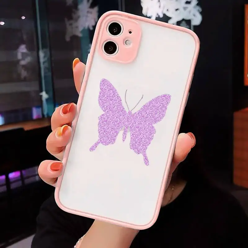 

butterfly beautifull colorful Phone Case Matte Transparent for iPhone 7 8 11 12 s mini pro X XS XR MAX Plus cover funda