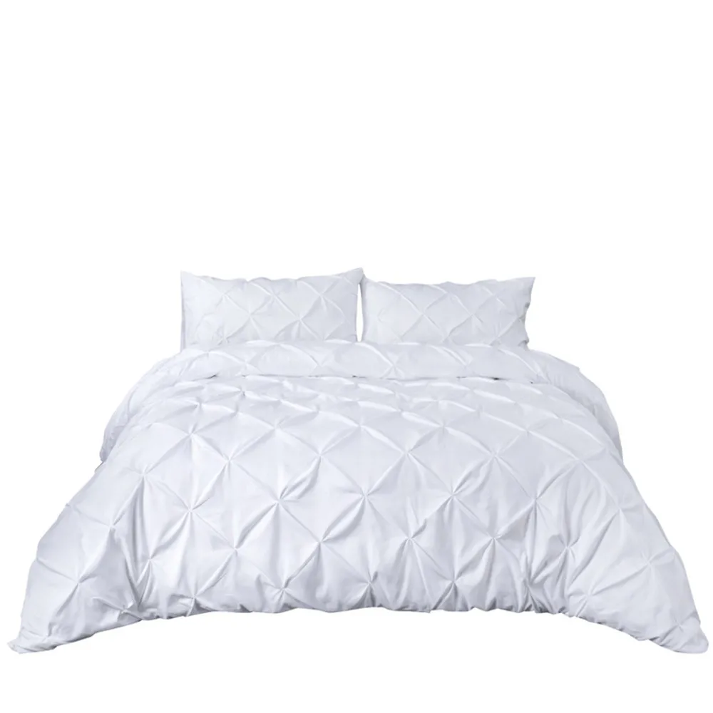 

White Duvet Cover Set Pinch Pleat Twin Queen King Size Bedclothes Bedding Sets Luxury Home Hotel Use