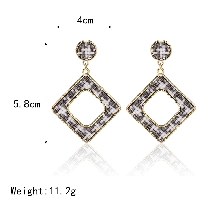 Ретро шерстяные клетчатые большие серьги из ткани для женщин корейская мода