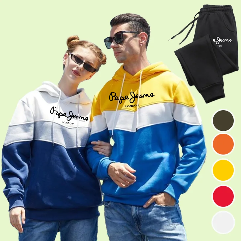 Pepe Couple Clothes for Lovers Matching Sportswear Suit Hip Hop Hoodies and Pants Loose Casual Tracksuits Top and Sweatpant 2021