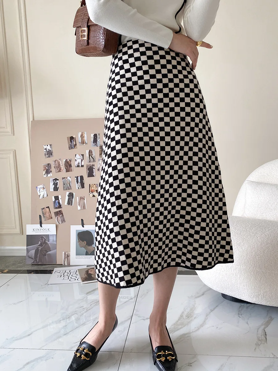 

2021 Women Autumn Winter Plaid Skirt Vintage Women High Waist A-Line Skirt Fashion Long Skirt Femme Faldas Jupe Saia