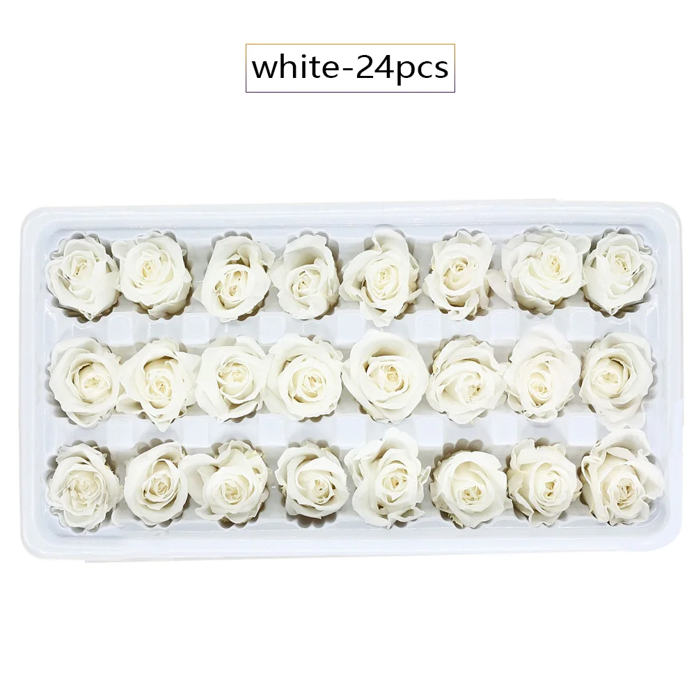 24 шт. белая роза в коробке сделай сам вечная жизнь цветок подарок сушеные розы