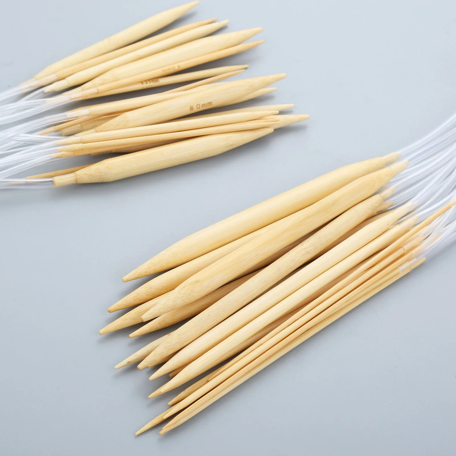 

18Pcs Yarn Weave Plastic Tube Bleached Bamboo Circular Knitting Needles Crochet Hook Craft DIY Hand Sewing Tool 60cm