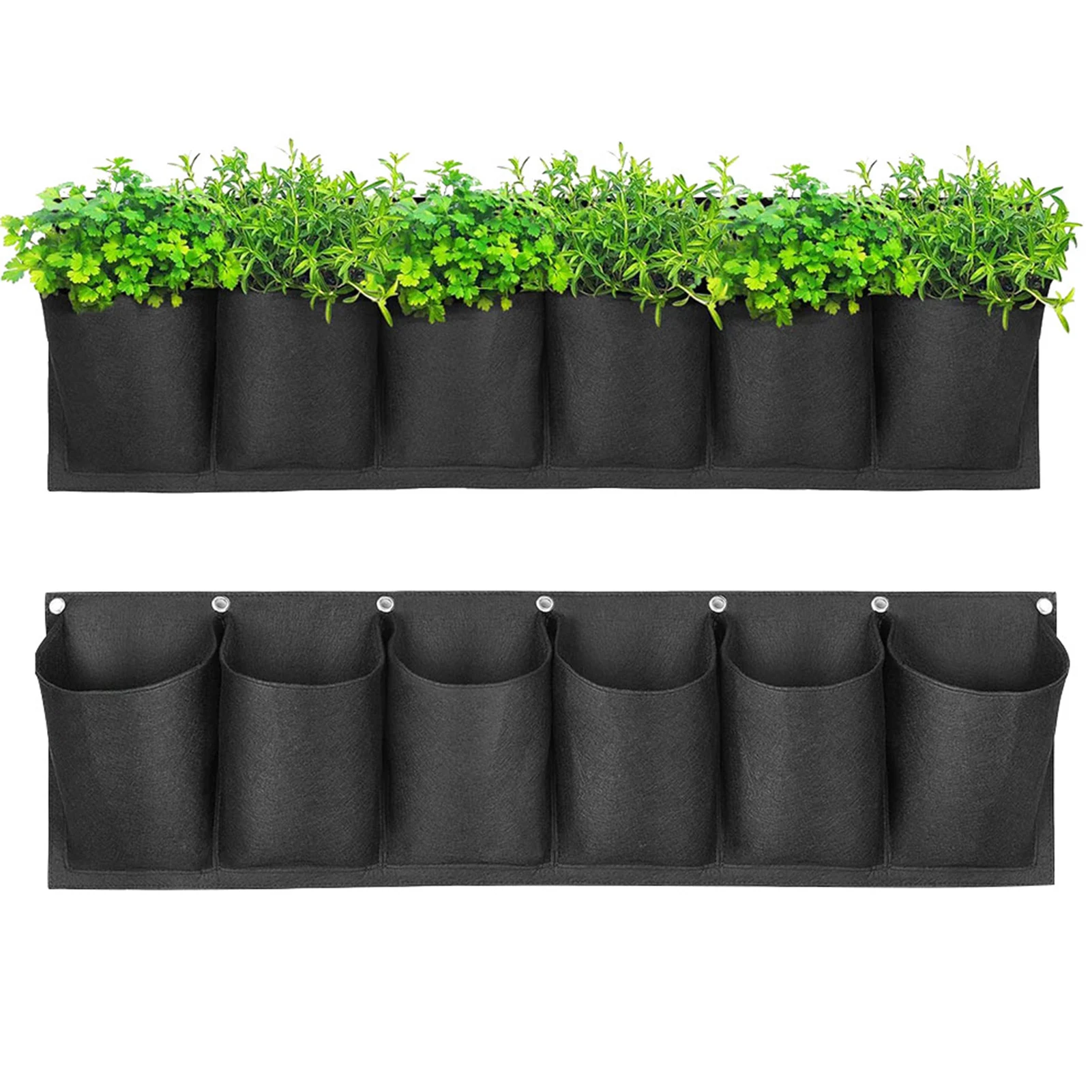 

Vertical Hanging Planter Bag Thickened Black Wall Mount Planters For Decorating Garden Wall Fence Nutrition Bag Felt Plant Bag