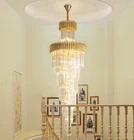 Винтовая лестница, светодиодная Роскошная золотая хрустальная люстра, дуплексная вилла, отель, лобби, гостиная, инженерное Хрустальное освещение