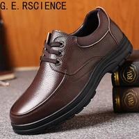 2021 new mens shoes leather shoes thick soled top layer cowhide big head trend round toe formal wear business casual mens shoe