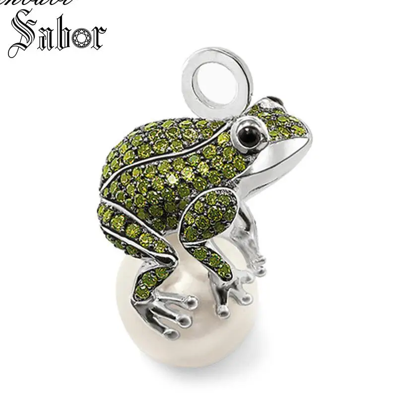 Кулон Лягушка Серебряный цвет зеленый Цирконий для женщин подарочные брелоки