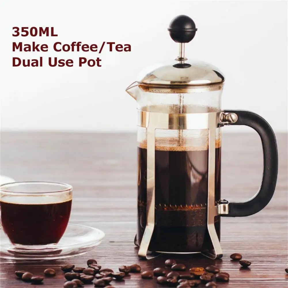 

350ML Compact Size Home Office Use Stainless Steel Glass French Press Pot Filter Cafetiere Tea Coffee Maker Coffee Tool
