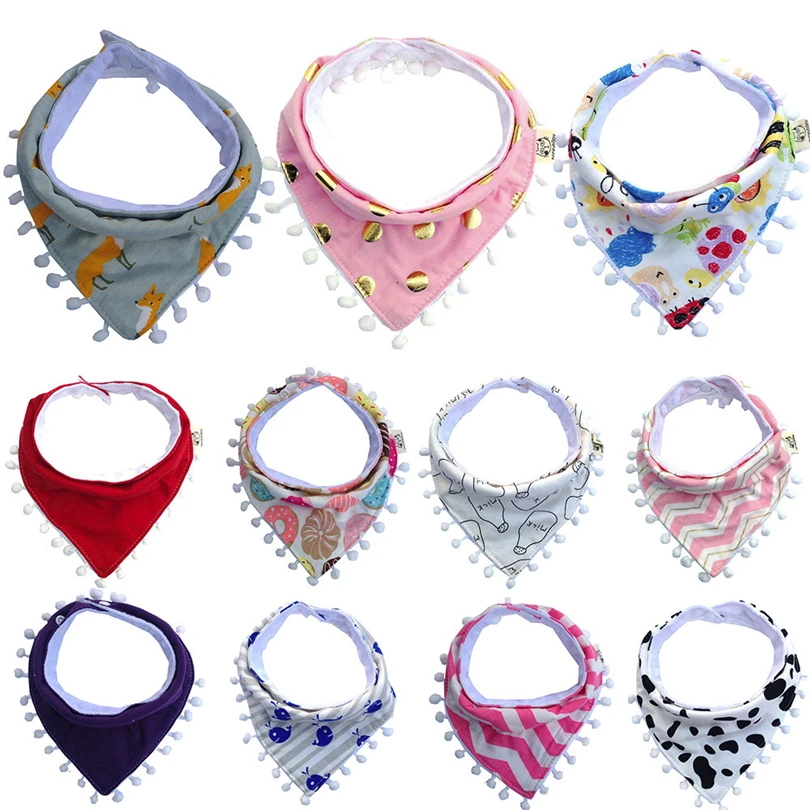 

0-2 Years Unisex Cotton Baby bibs burp cloths Newborn cartoon print soft Feeding Bibs Saliva Towel Triangle bandana baby A40