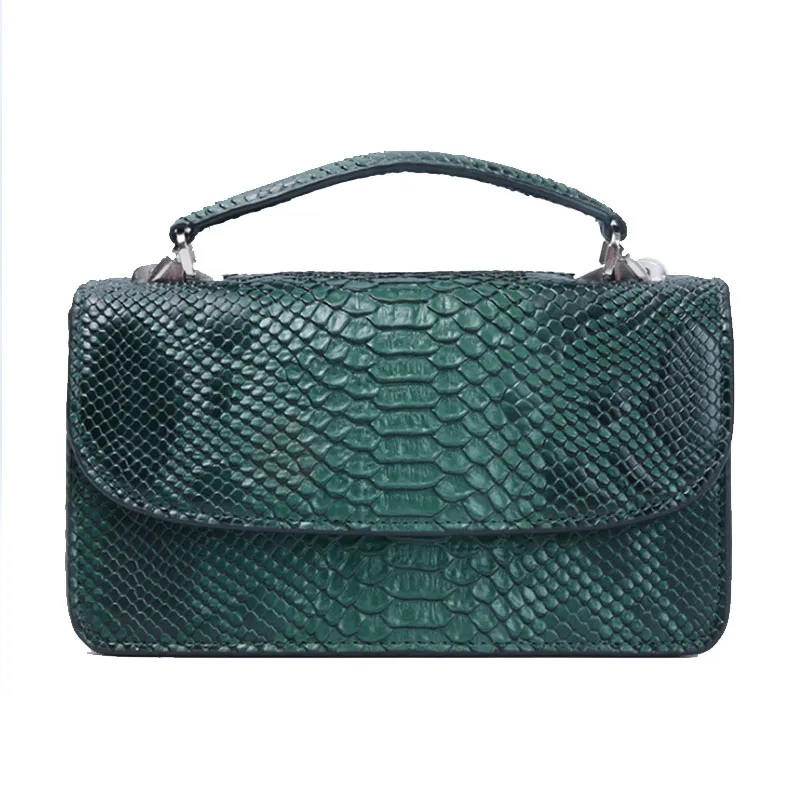 dark green Индивидуальная модная сумка через плечо из искусственной кожи Змеиный узор переносная сумочка на цепочке переносная сумочка-кошелек питоновая сумка - Цвет: dark green