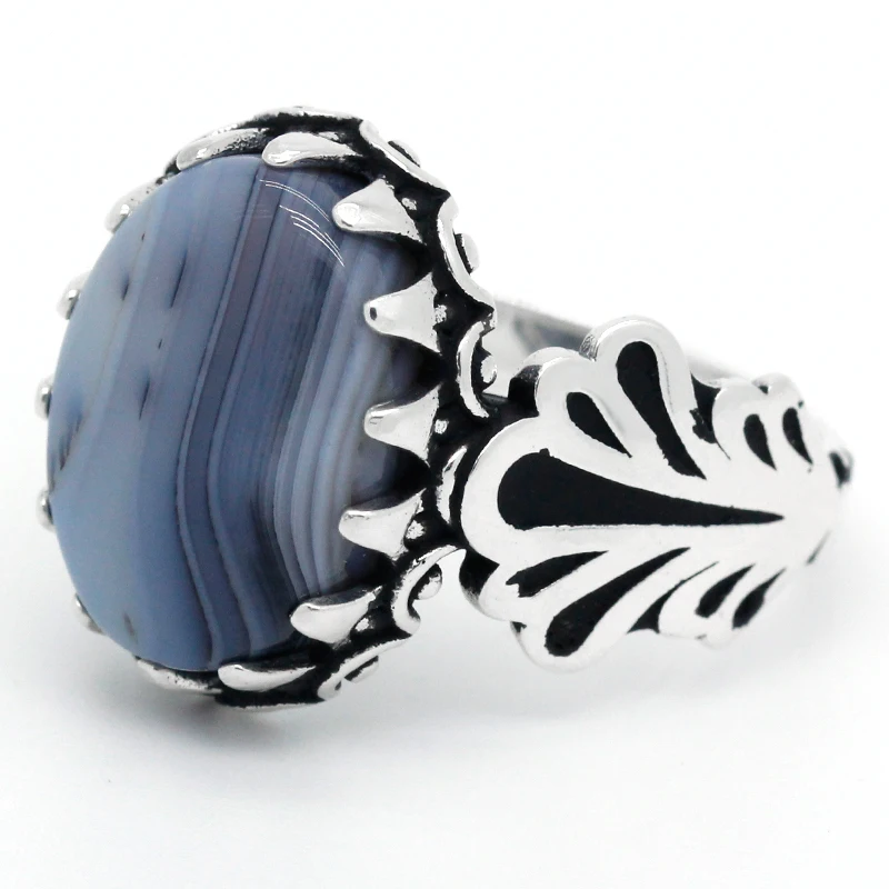 Мужские кольца с натуральным агатом искусственное серебряное кольцо