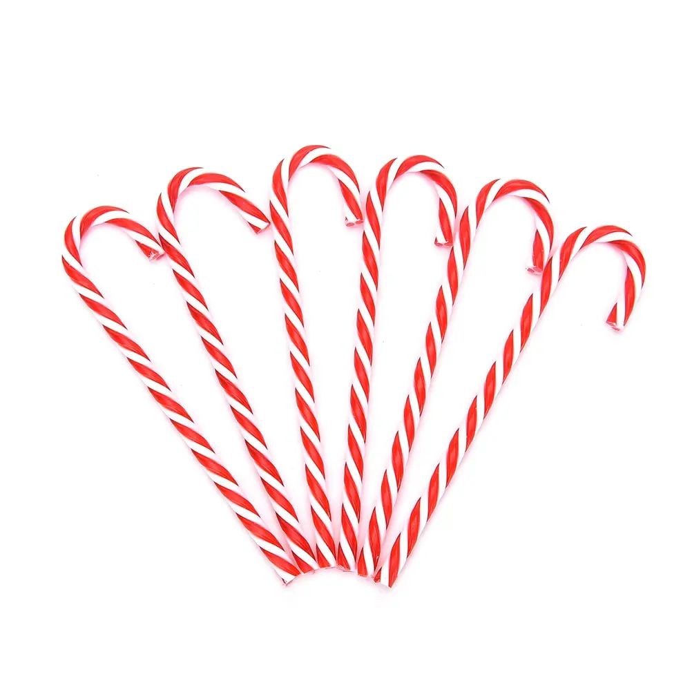 

6Pcs/bag Plastic Candy Cane Ornaments Christmas Tree Hanging Decorations For Festival Party Xmas