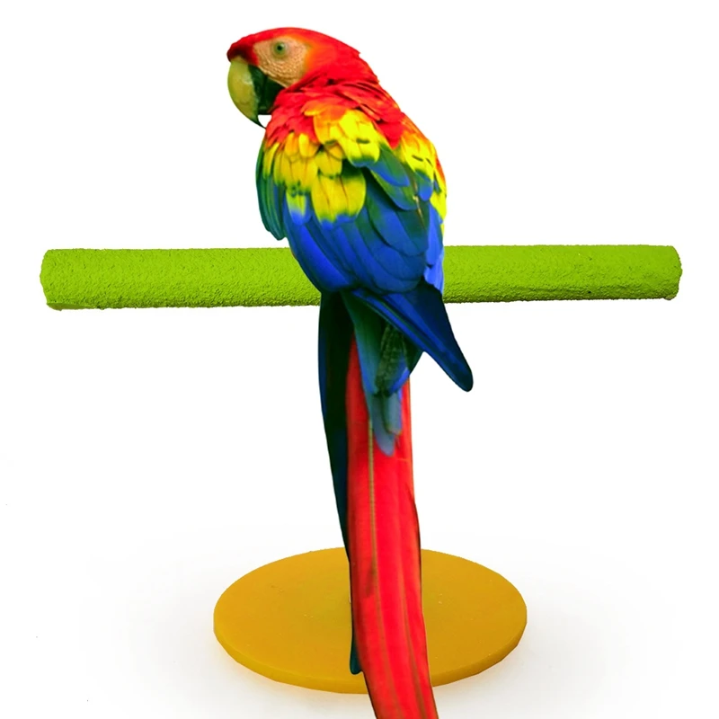 

1PCS Bird Parrot T-Shape Desk Stand Perch Grinding Toy Cage Training Chewing Toys Parakeet Wood Play Stand Birds Supplies