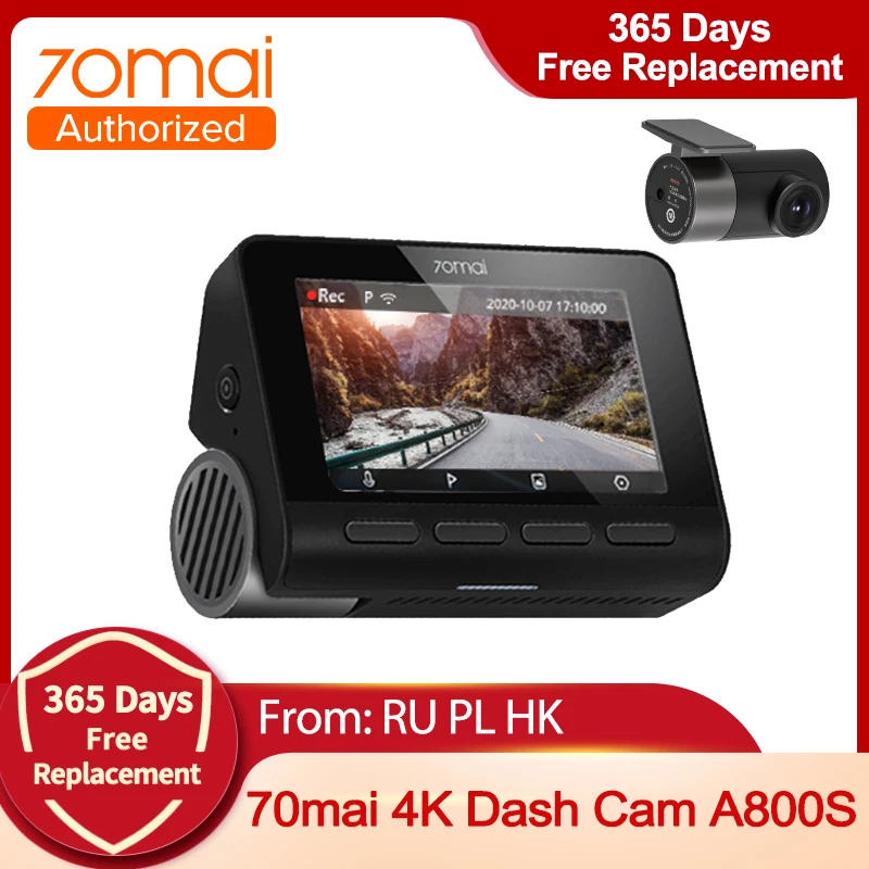 Видеорегистратор A800S 70mai 4K A800 GPS SONY IMX415 140FOV ADAS 24 часа|Видеорегистраторы| |