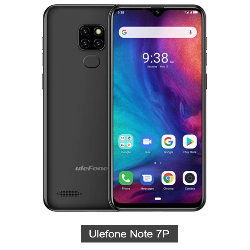 Black Смартфон Ulefone Note 7 P, Android 9,0, четырехъядерный, 3500 мА/ч, 6,1 дюймов, экран в виде капли воды, 3 Гб+ 32 ГБ, мобильный телефон, разблокировка лица - Color: Black