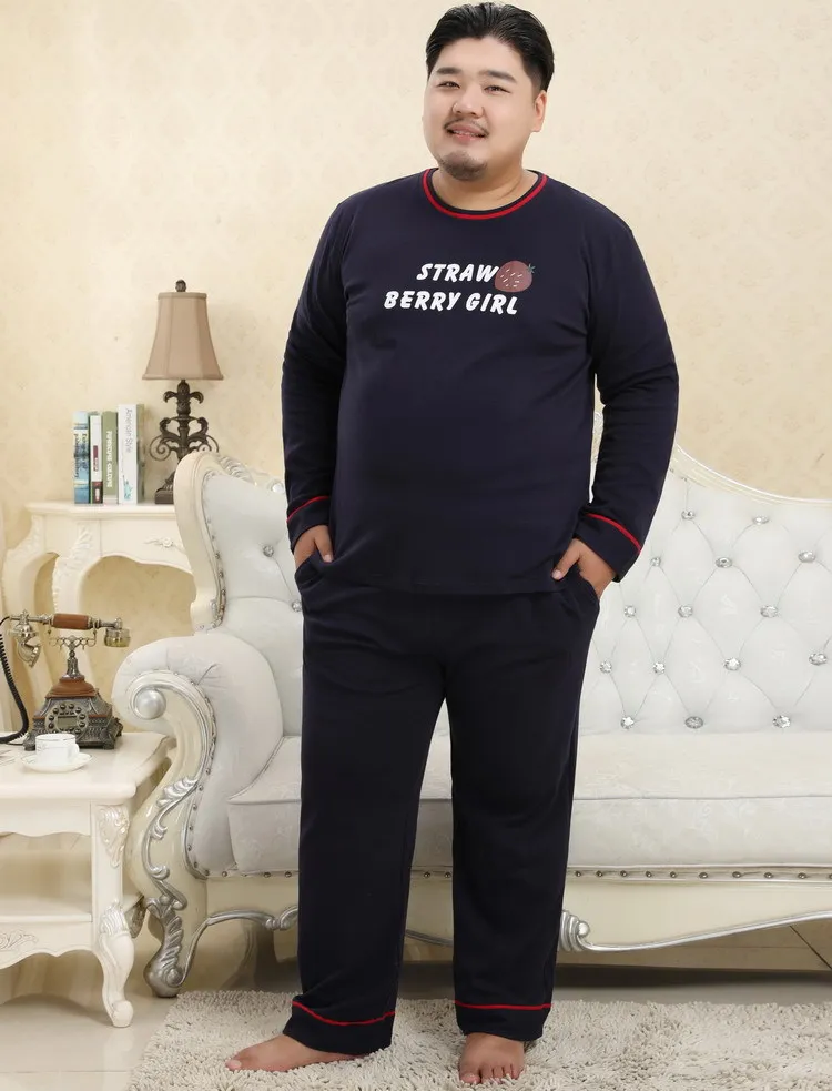 Мужской осенне-зимний хлопок 5XL XL пижамный комплект с круглым вырезом пуловер пижамы