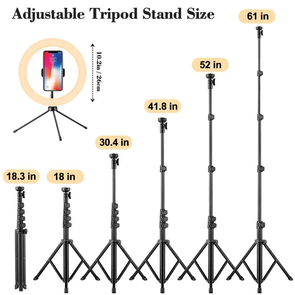 

10.2" RGB 21 Colors LED Wireless Selfie Ring Light with Two Tripod Stand and Phone Holder for Makeup, YouTube Video, Live Stream