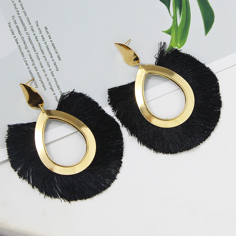 Женские богемные висячие серьги Qtian с большими кисточками и бахромой ручной