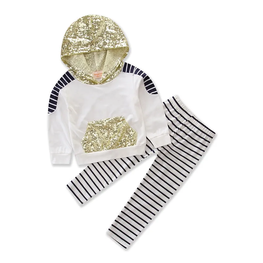 

Girls' clothes 2020 spring and autumn new girl's suit casual children's hooded sequined long sleeve + trousers two-piece suit
