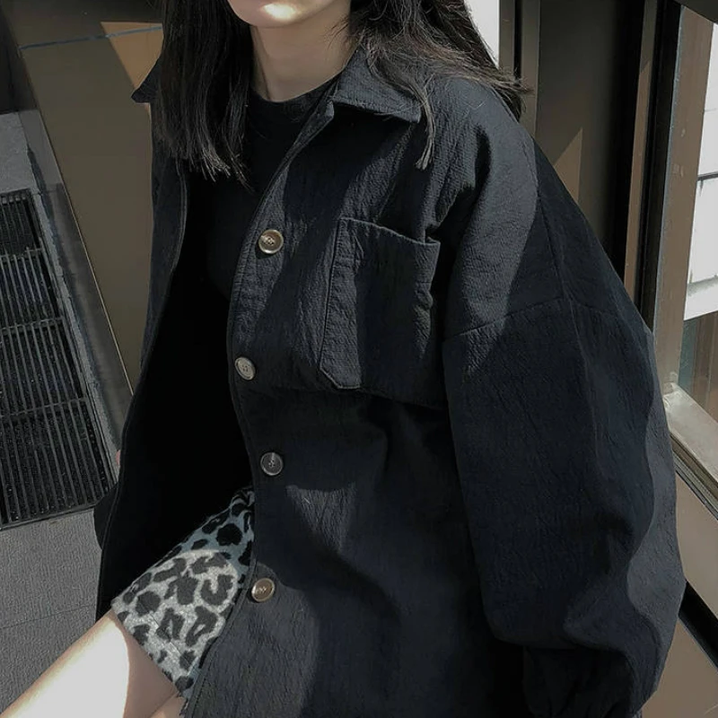 

Trench Women Solid Oversize 2XL Loose Fashion Leisure Harajuku Simple Safari Style All-match Womens Coats Ulzzang Streetwear BF