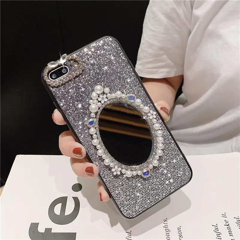Модный перламутровый зеркальный женский чехол для телефона Iphone X 11 pro Xs Max Xr 10 8 7 6 6s Plus роскошный мягкий чехол - Цвет: 1