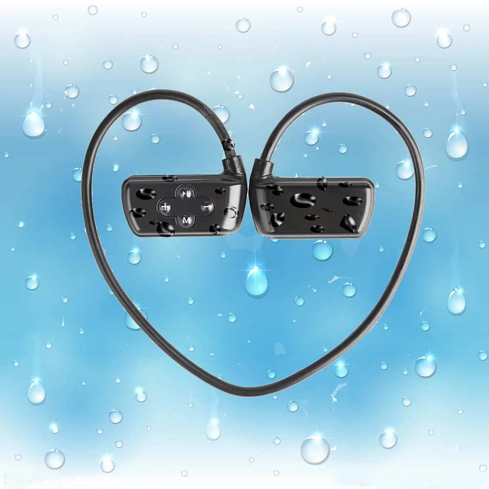 Фото IPX8 водонепроницаемый плавательный гарнитура с микрофоном 8 Гб MP3 плеер