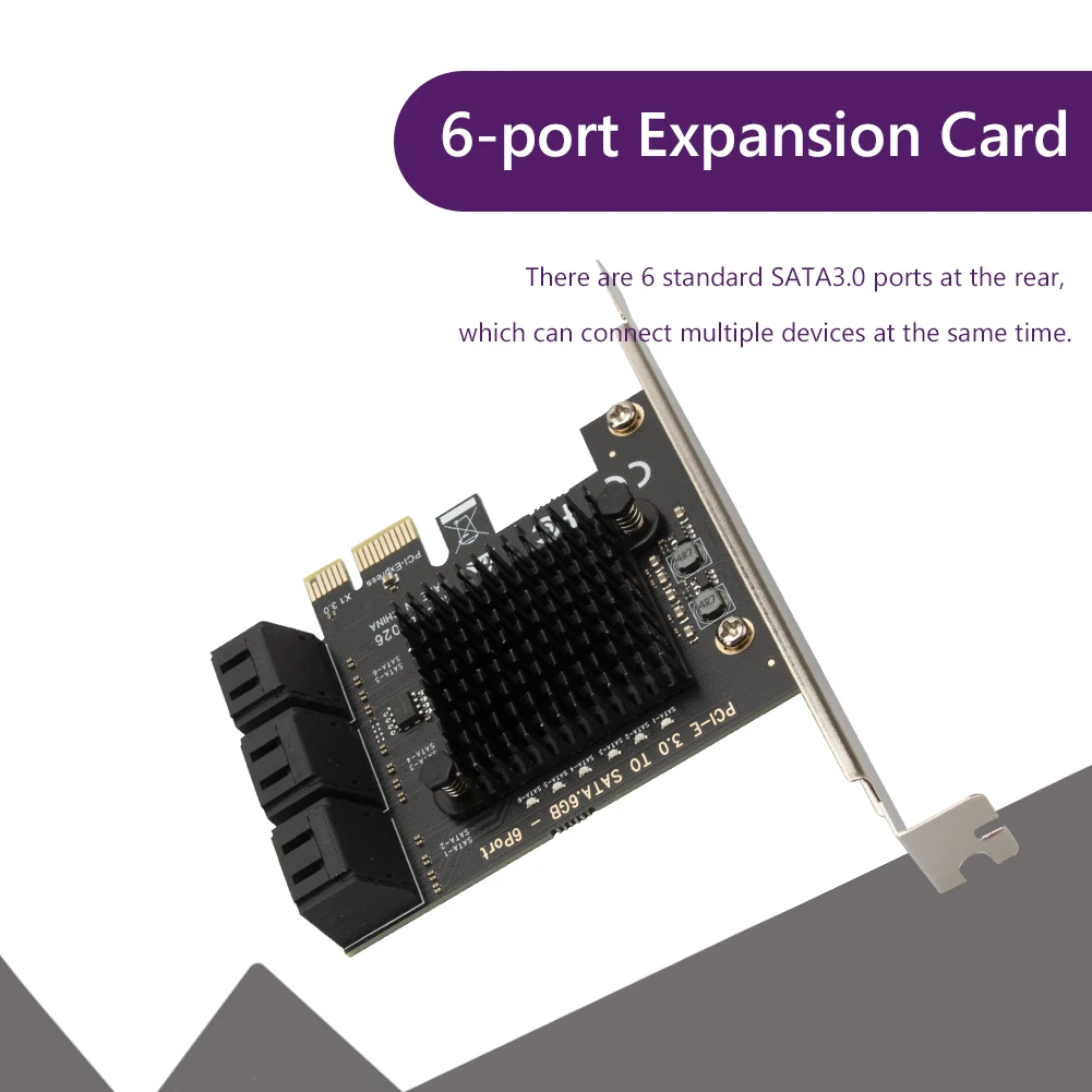 

SATA PCIe Adapter 6 Ports SATA III to PCI Express 3.0 X1 Controller Expansion Card with PCI-E X4/X8/X16 and other interfaces
