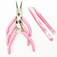 jewelry pliers stainless steel needle nose pliers jewelry making hand tool black pink curved nose forceps ring