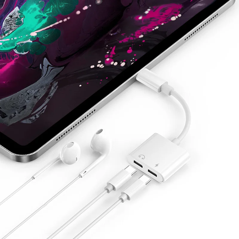 Адаптер 2 в 1 с двумя разъемами USB Type-C для наушников аудио-зарядки звонков