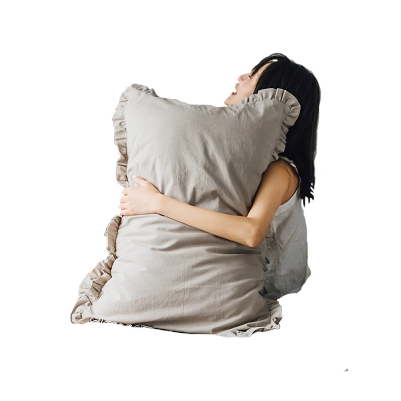 

Pure color Pure cotton Washed cotton pillowcase Single product Folded plain plain 48*74 cm Adult bedding