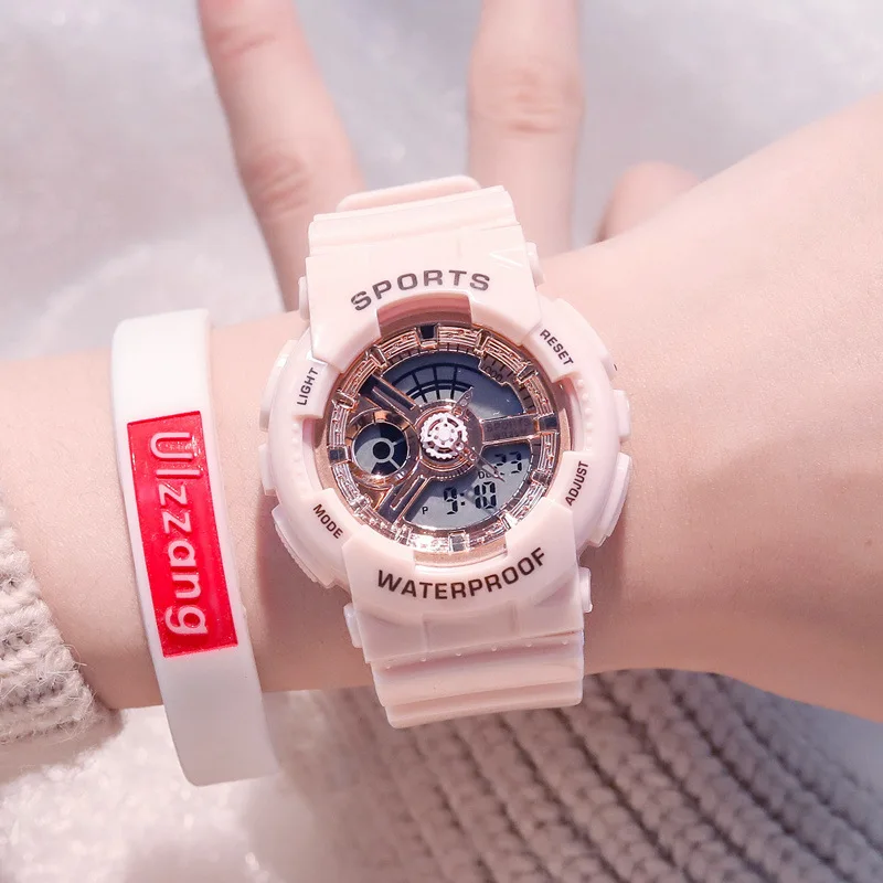 

fashion Water-proof sports watches Male fashion ladies digital watch mark pink gold top lover present the open air quartz watch