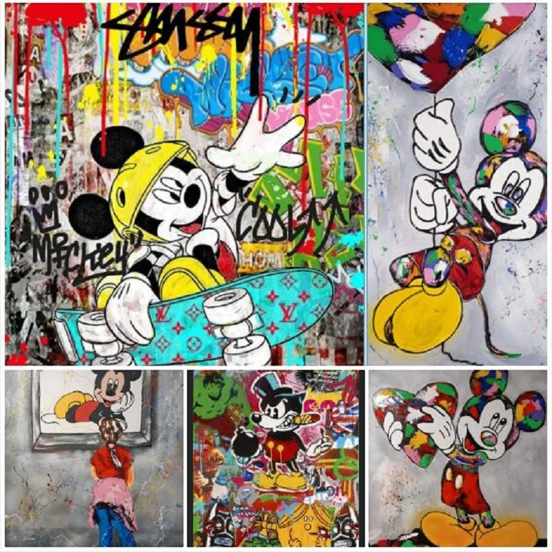 

Алмазная живопись Disney с Микки и Минни, 5D Бриллиантовая вышивка, полный набор для вышивки крестиком, украшение детской комнаты