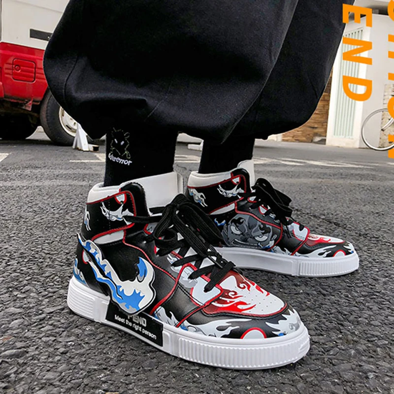 

Кроссовки мужские с вулканизированной подошвой, повседневная обувь для косплея аниме, высокие кеды, парусиновые, 2021