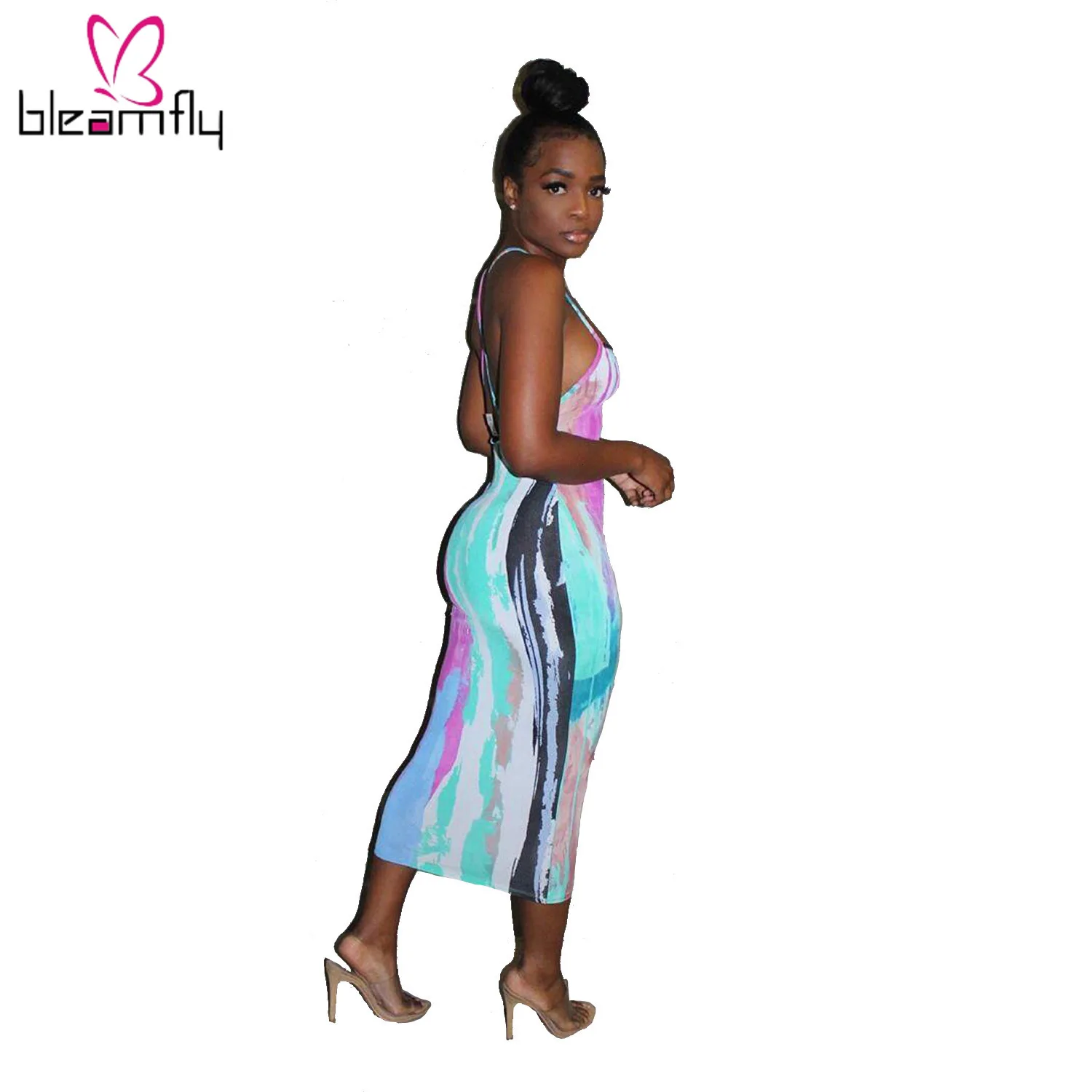 2019 женское летнее облегающее платье до середины голени с принтом Галактики на