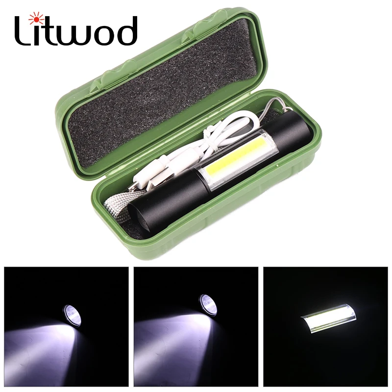 Новый COB светодиодный фонарик USB Перезаряжаемый Фонарь фонарь с зумом удобный
