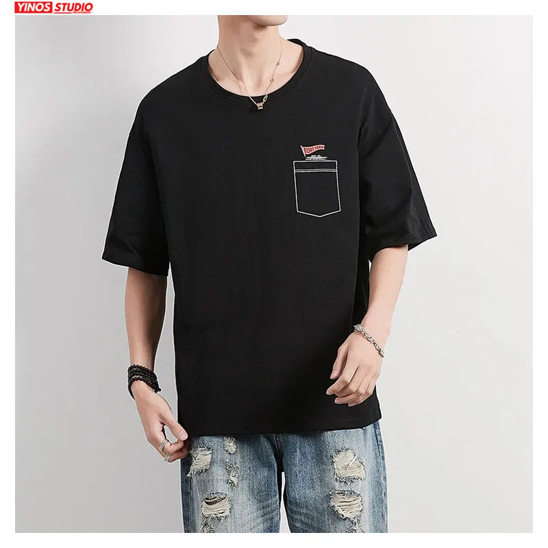 Дропшиппинг мужская Японская уличная Повседневная футболка весна 2020 льняная